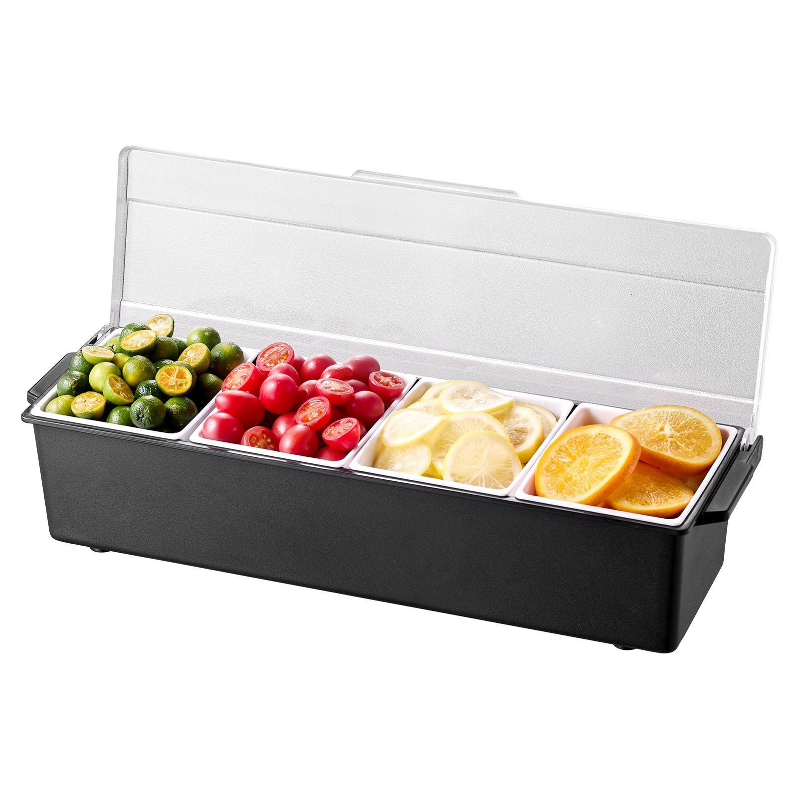 Chilled Condiment Server, 4-Comp Ice Cooled Condiment Serving Container
