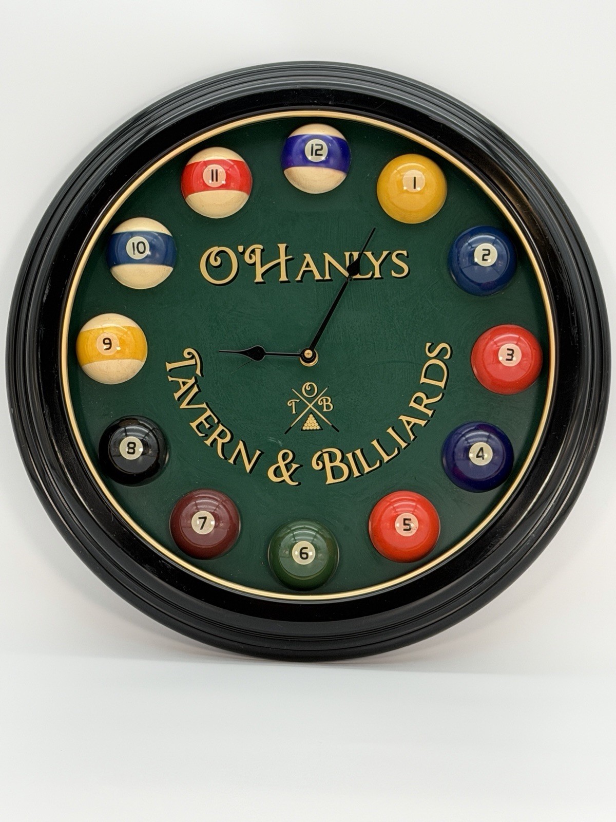 ⁠Vintage 18" Billiard Wall Clock OHanlys Tavern Billiards 3D - Miniature Balls