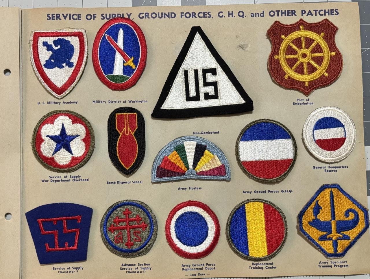 G W Lawrence Collection US Army Ground Forces GHQ Patch Inv 3-8