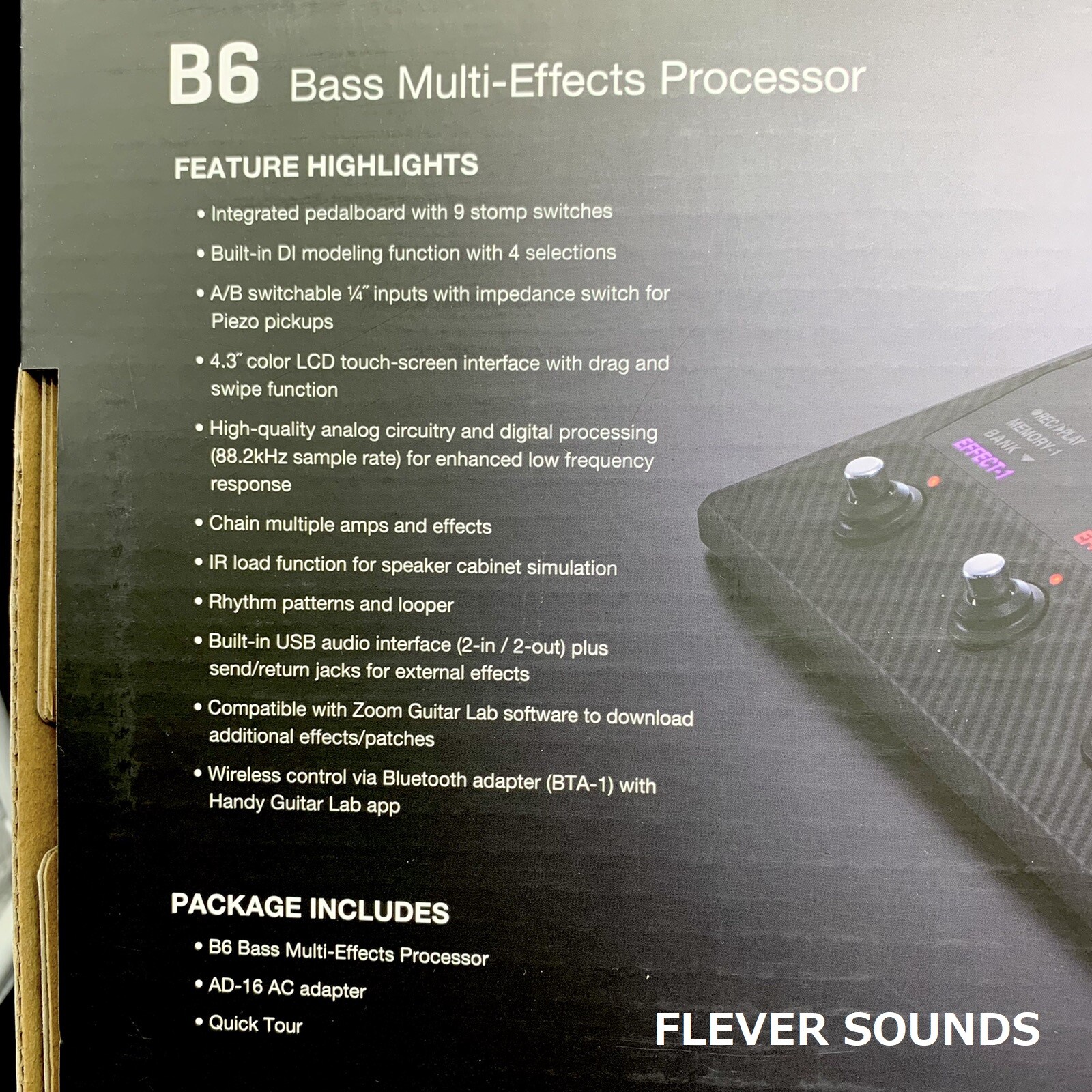 Zoom B6 Bass Guitar Multi-Effects Pedal Processor DI Modeling Capabilities