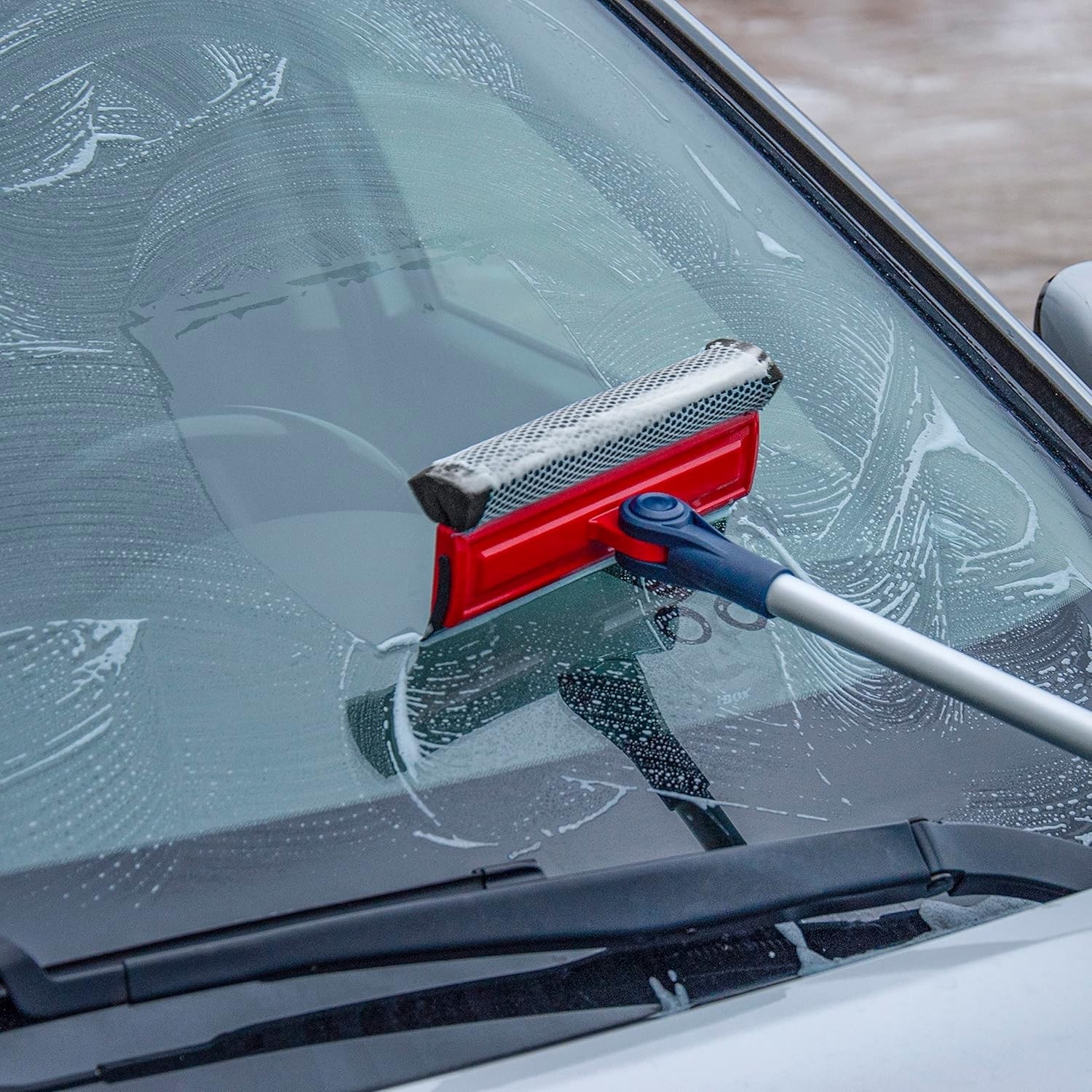 Professional Window Squeegee | 2-in-1 Window Cleaner Sponge and Soft Rubber S...