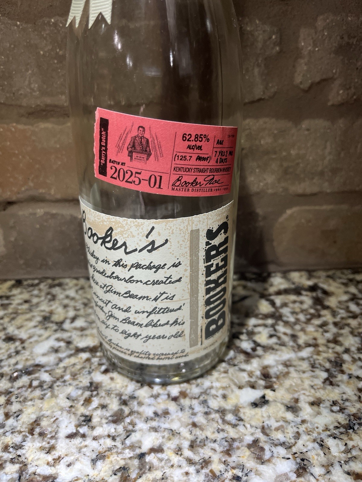 Booker's Uncut & Unfiltered Small Batch Bourbon Whiskey 2025-01 Empty