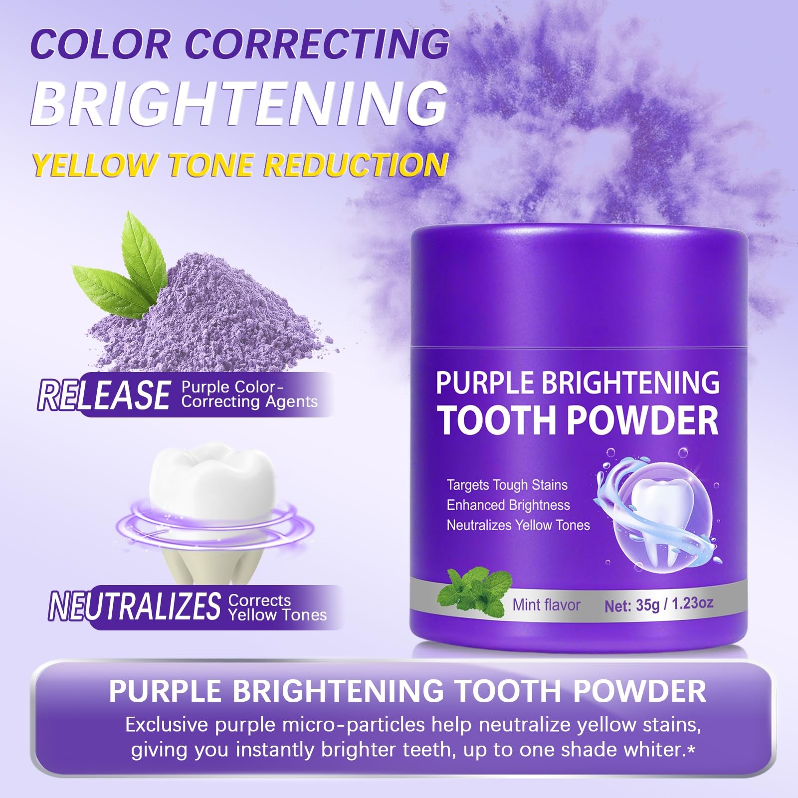 Teeth Whitening Powder - Purple Brightening - 1.23 Ounce (Pack of 1)