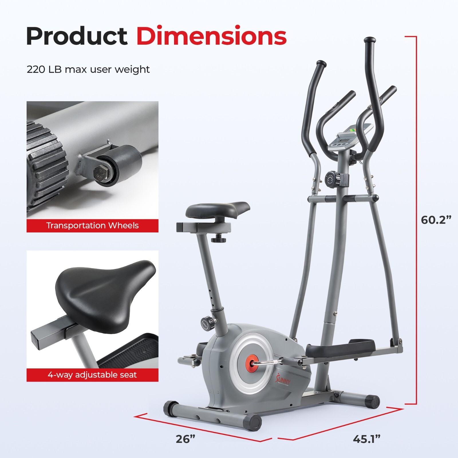 Compact Elliptical and Bike Exercise Machine Dual Mode Adjustable Resistance
