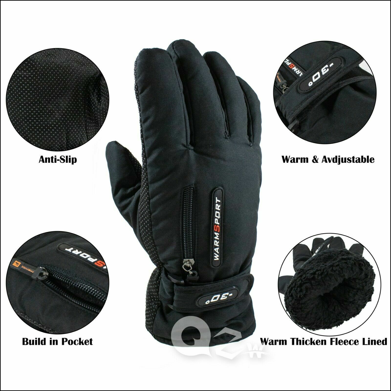 12 pr Mens Winter Thermal Warm Waterproof Ski Snowboarding Driving Work Gloves