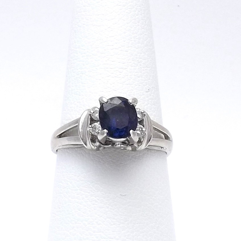 Platinum Natural Blue Sapphire Diamond Engagement Ring Setting Sept Birthstone