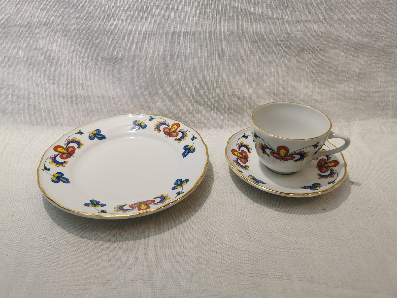 Vintage Norwegian Telemark Porsgrund Porcelain Trio Breakfast Set - Farmers
