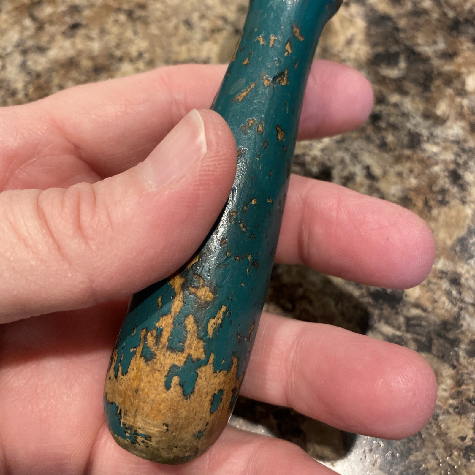 Vintage Carborundum knife shapener sharpening stone green wood handle