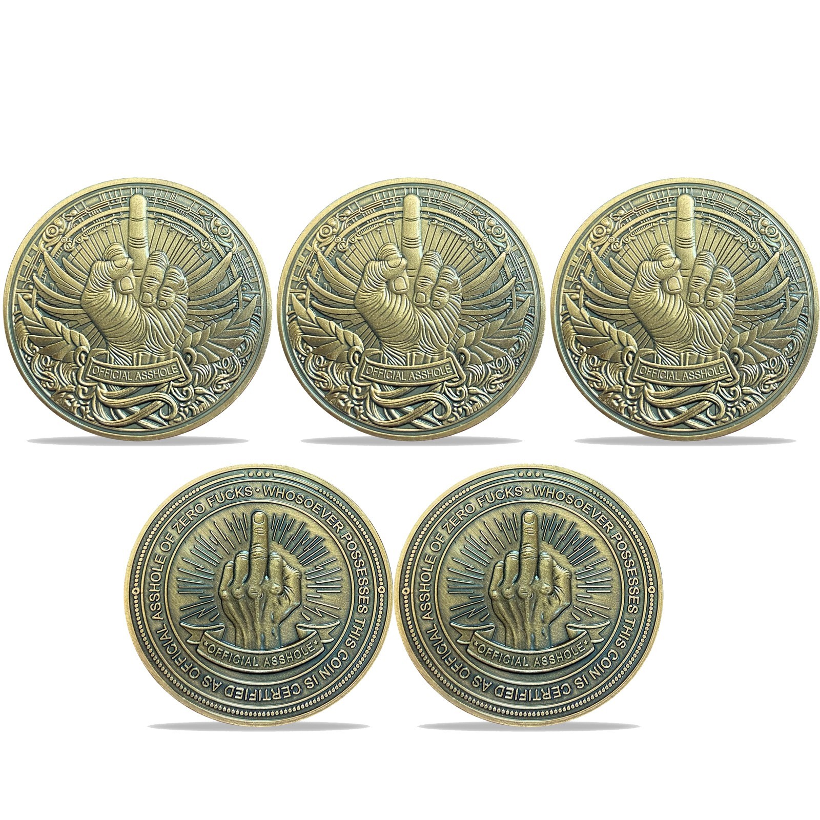 5pcs Novelty Challenge Coin Official Bad Man Middle Finger Themed Gifts For Men