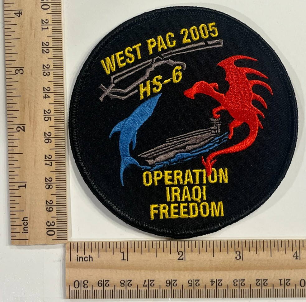 US NAVY PATCH: HS-6 Helicopter Anti Submarine Squadron 6 Screamin Indians OIF 05
