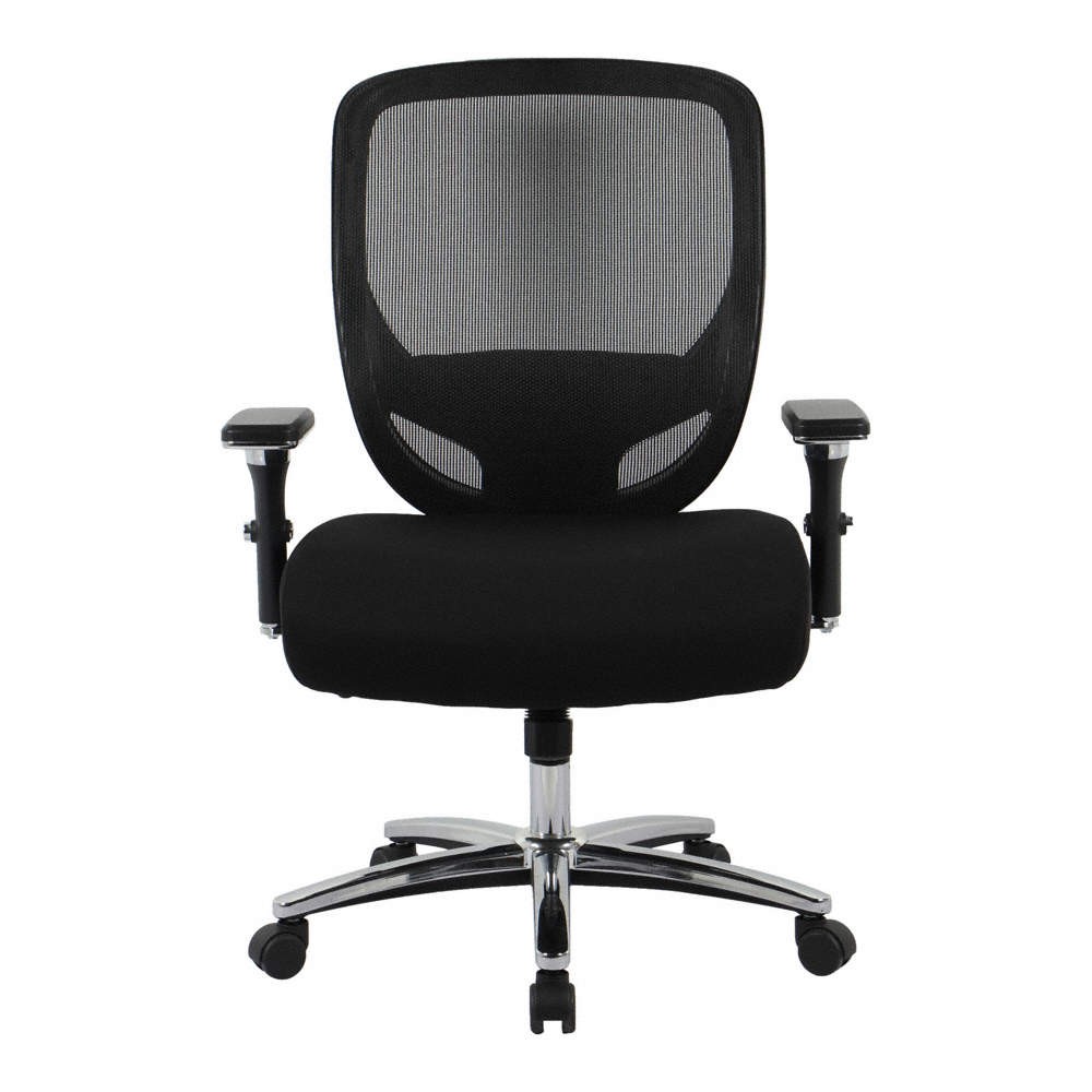 GRAINGER APPROVED Office Chair,Adj Arm,Black/Silver,400 lb 830KL2