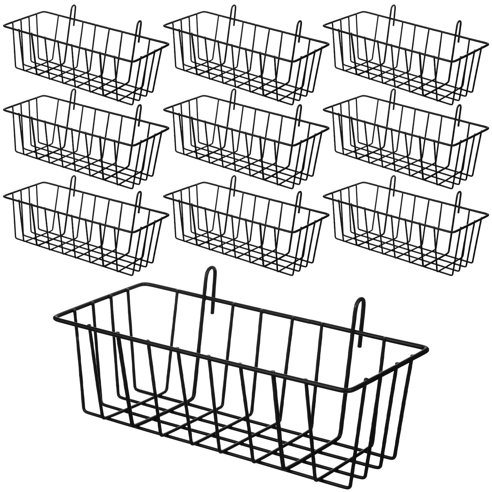 10 PCS Hanging Wire Baskets for Organizing Metal Storage Wall Grid Panel