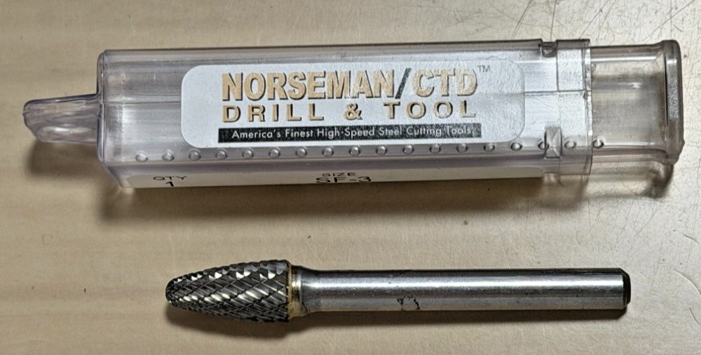 SF-3 Norseman 3/8" Premium Carbide Burr Tree Shape Radius Double Cut USA (18509)