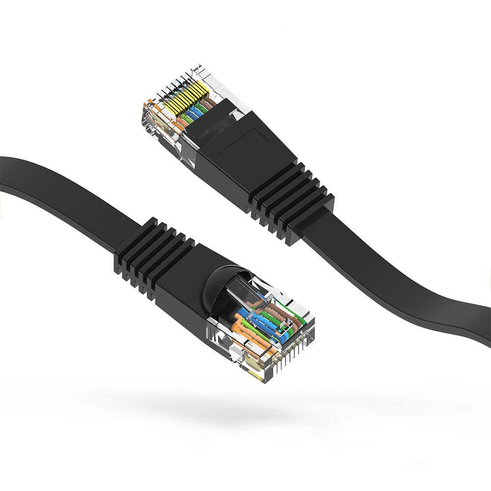 15Ft CAT6 Flat Ethernet Network Cable Black