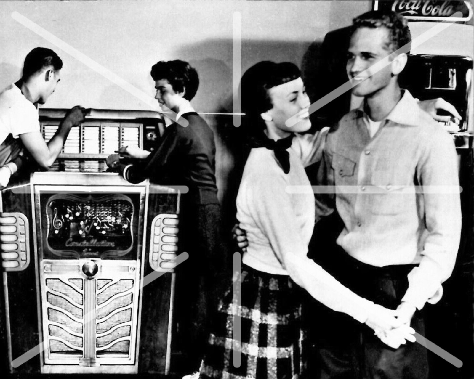 Couple Dancing to Constellation Jukebox Tunes Vintage 8x10 Photography Reprint
