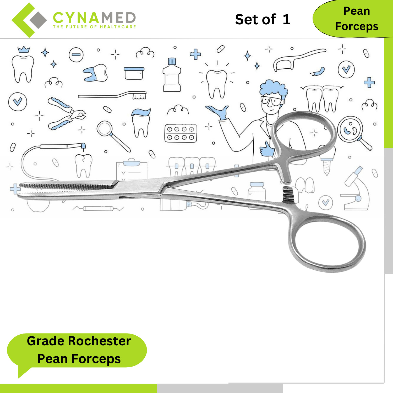 Cynamed Stainless Steel OR Grade Rochester Pean Forceps with Multipurposes