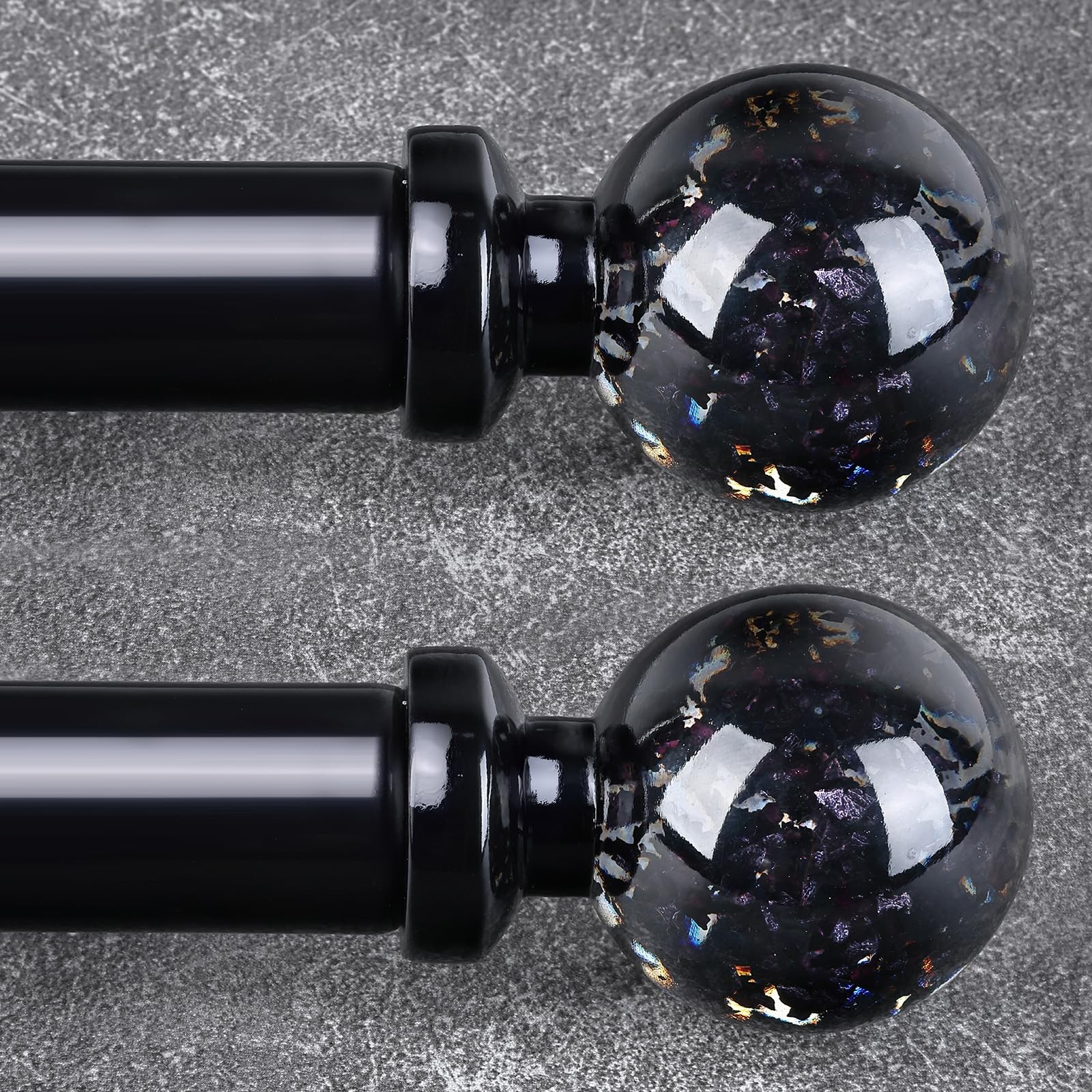 2 Pack Black Curtain Rods for Windows 28 to 48 Inch, 1'' Heavy Duty Adjustable D