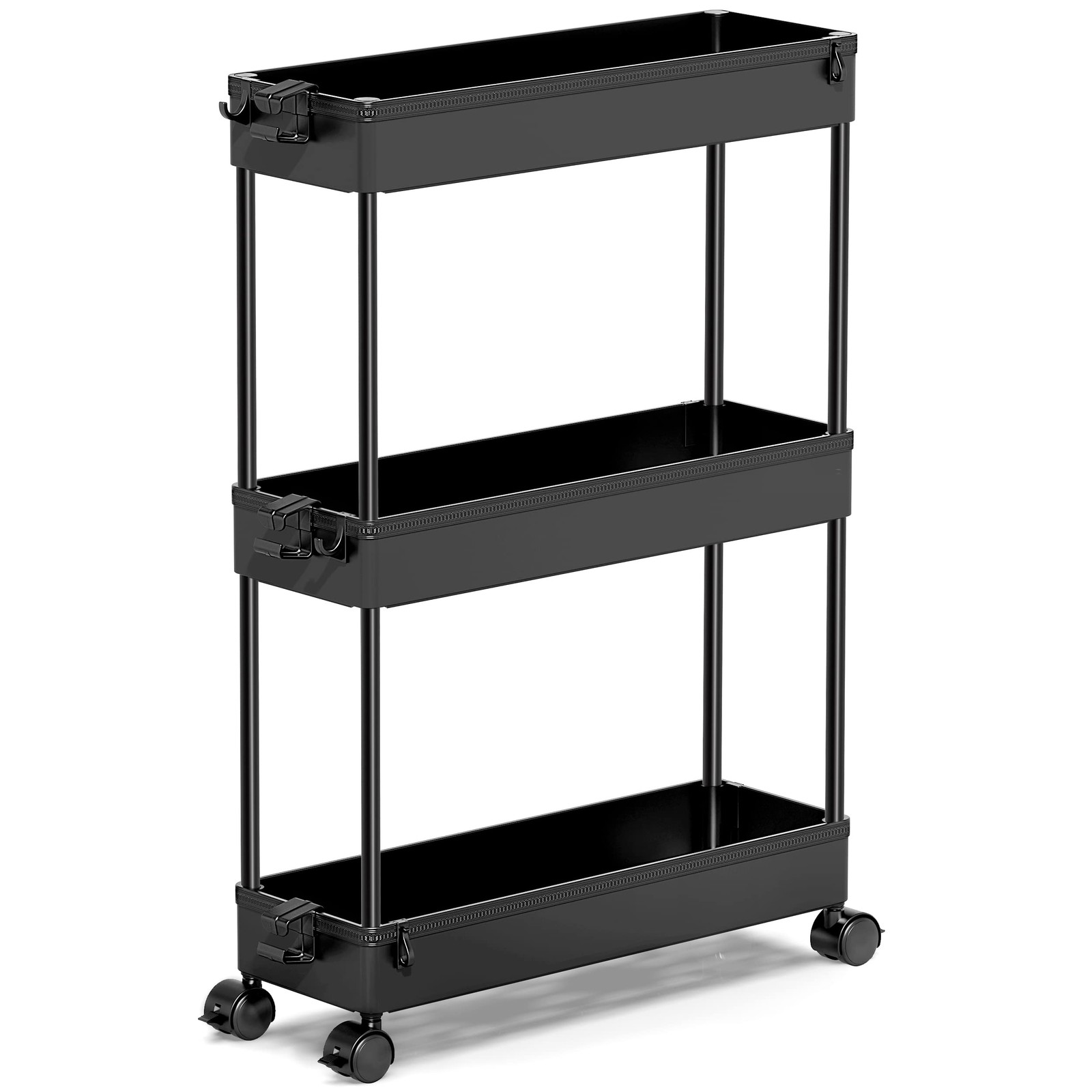 SPACEKEEPER Slim Rolling Storage Cart, 3 Tier Bathroom Storage Organizer Lau...