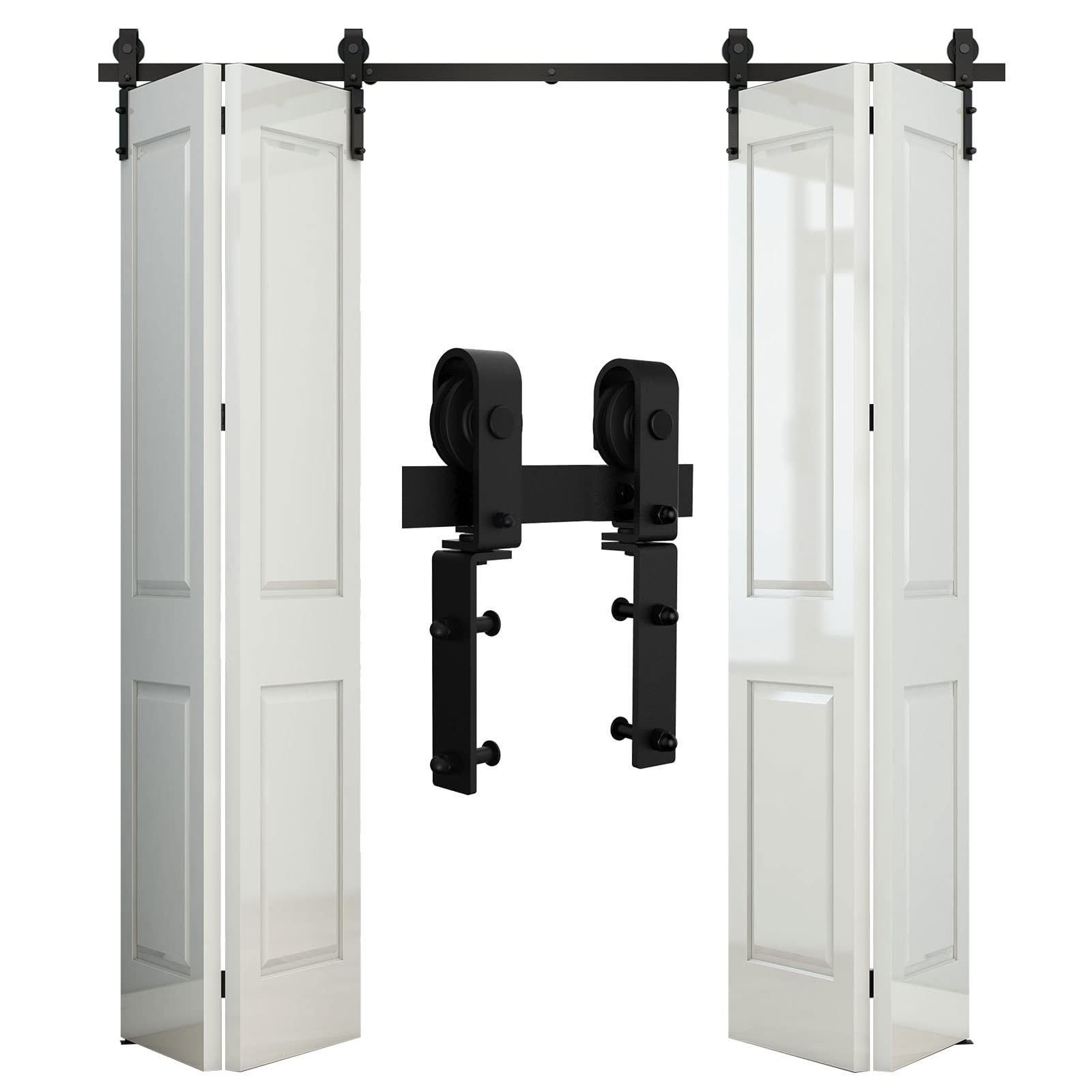 72 Inch BiFolding Barn Door Hardware Sliding Track Kit Fits 4 Doors Set