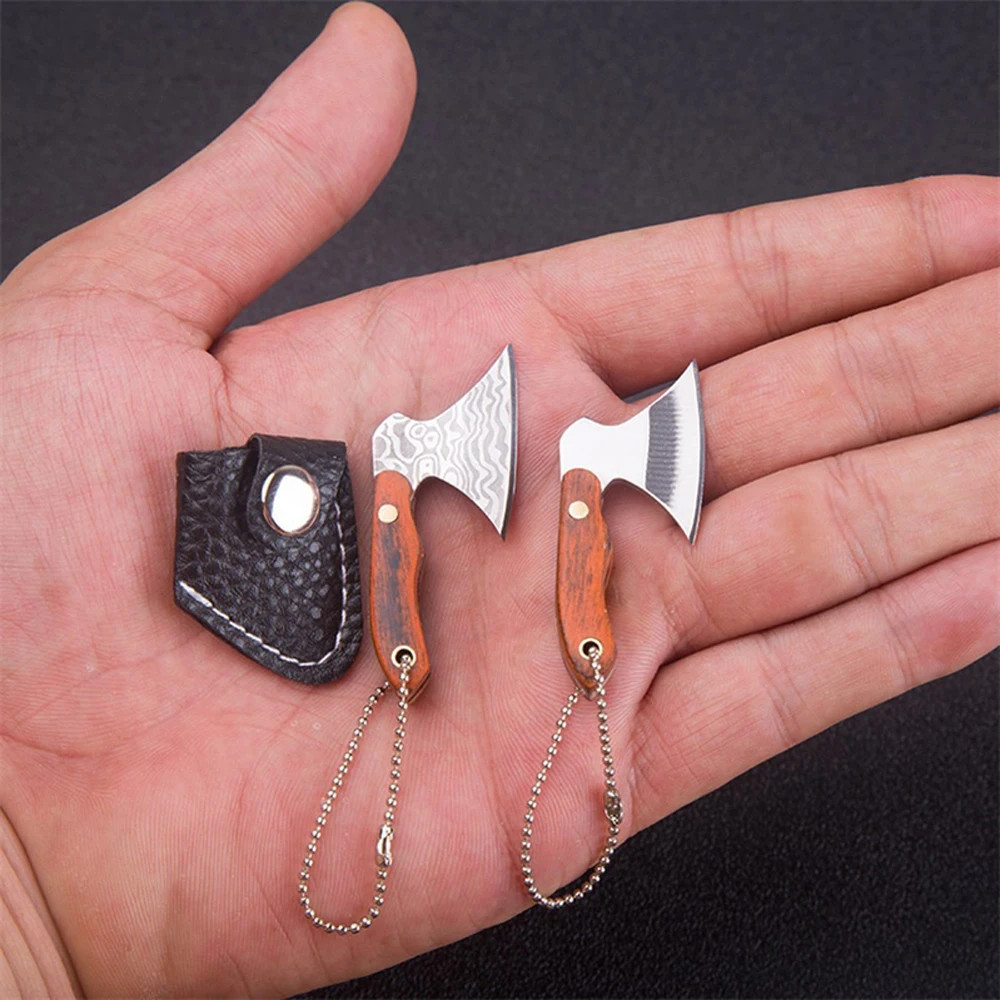 Mini EDC Small Axe Stainless Steel Portable Key Chain, Small Gift for Men