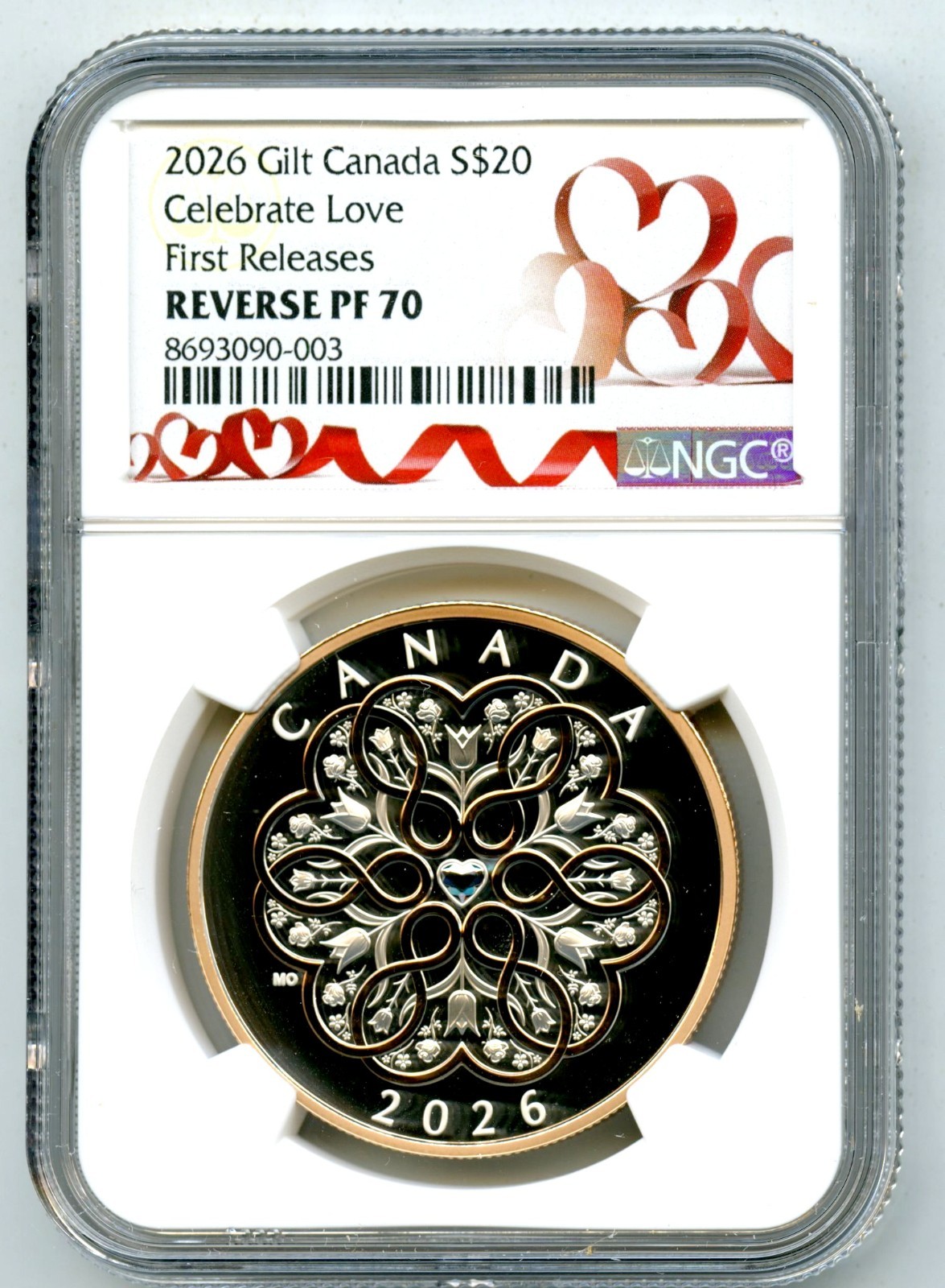 2026 $20 CANADA 1 OZ SILVER W/ GOLD NGC PF70 CELEBRATE LOVE PROOF FIRST RELEASES