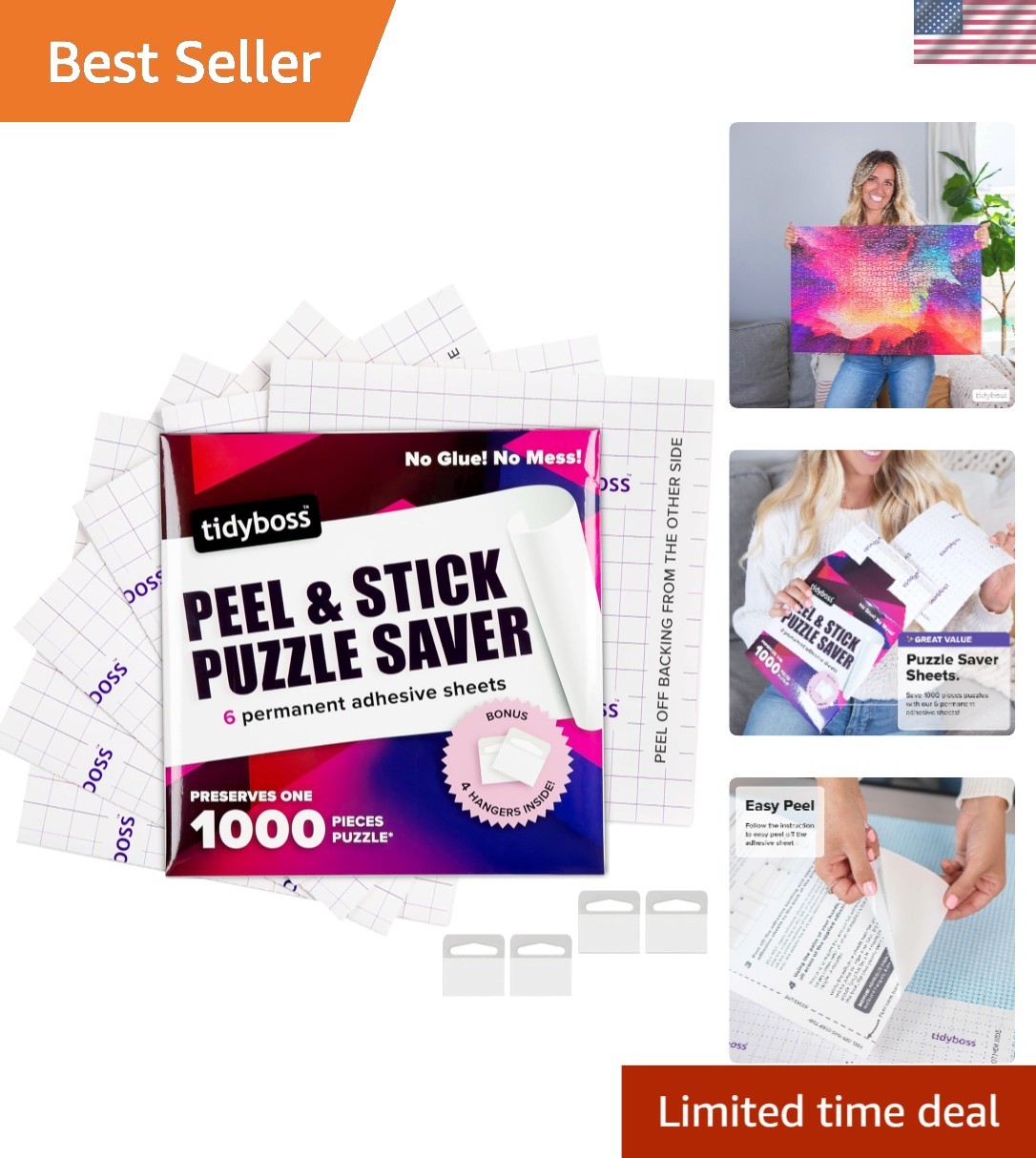 Mess-Free Jigsaw Puzzle Saver Sheets - Includes Wall Hangers for Easy Display