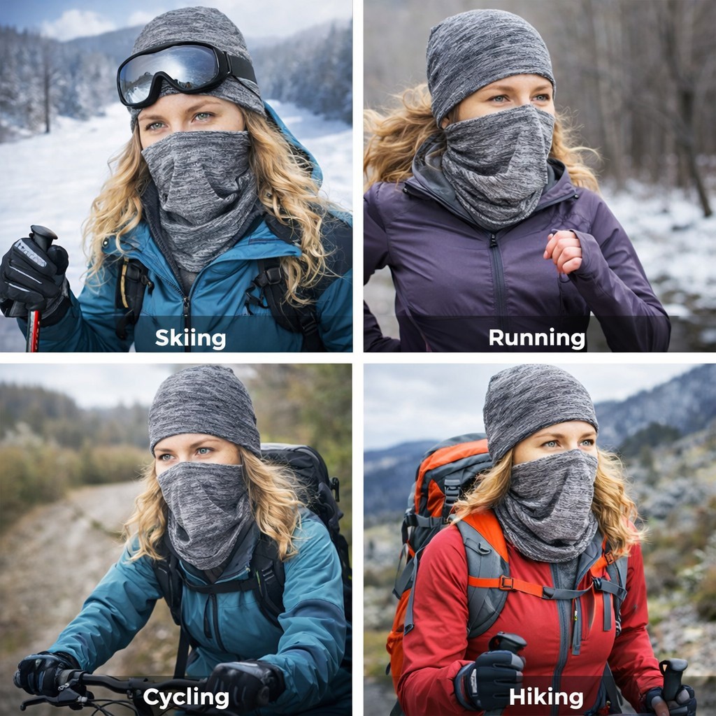 Hiking & Motorcycling Winter Hat Neck Warmer Headband Set Warm Gift