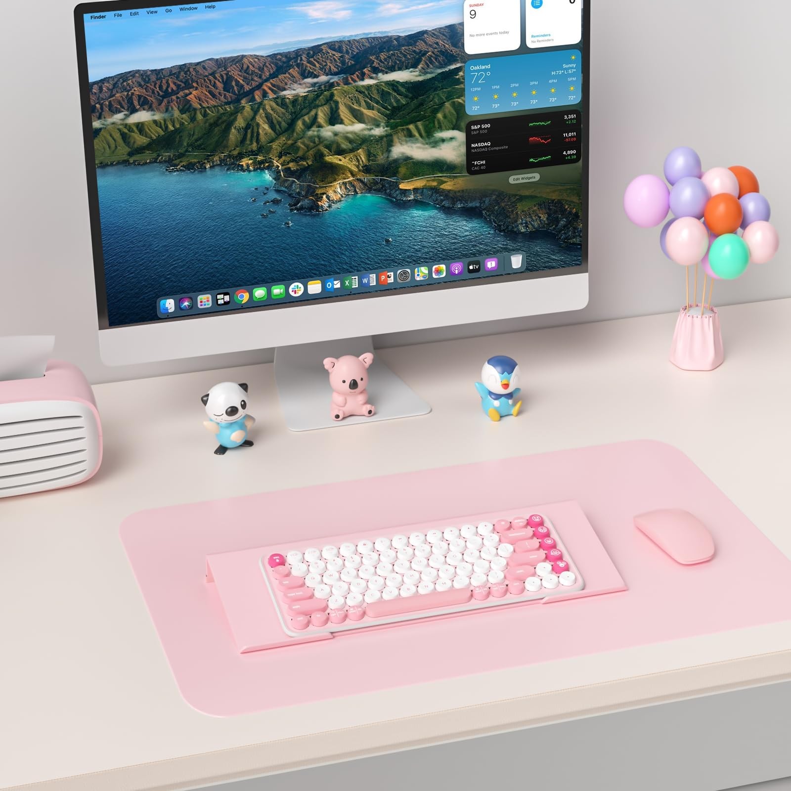 17 inch Pink Acrylic Ergonomic Computer Keyboard Stand Riser for Desk Tilted