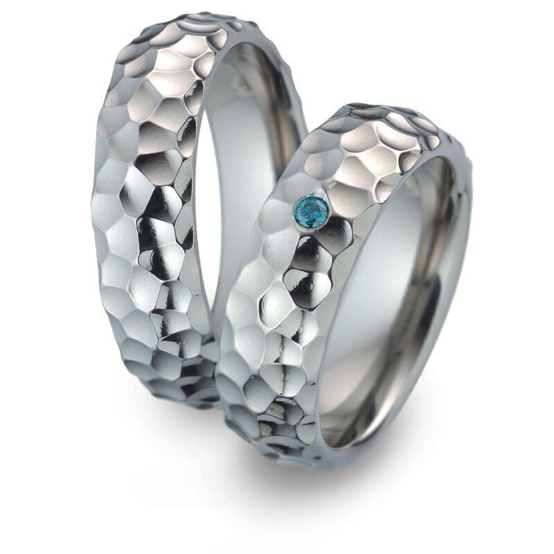 Titanfactory Titan Wedding Rings TF89 with 1 Diamond total 0.03 ct. w/si Diamond