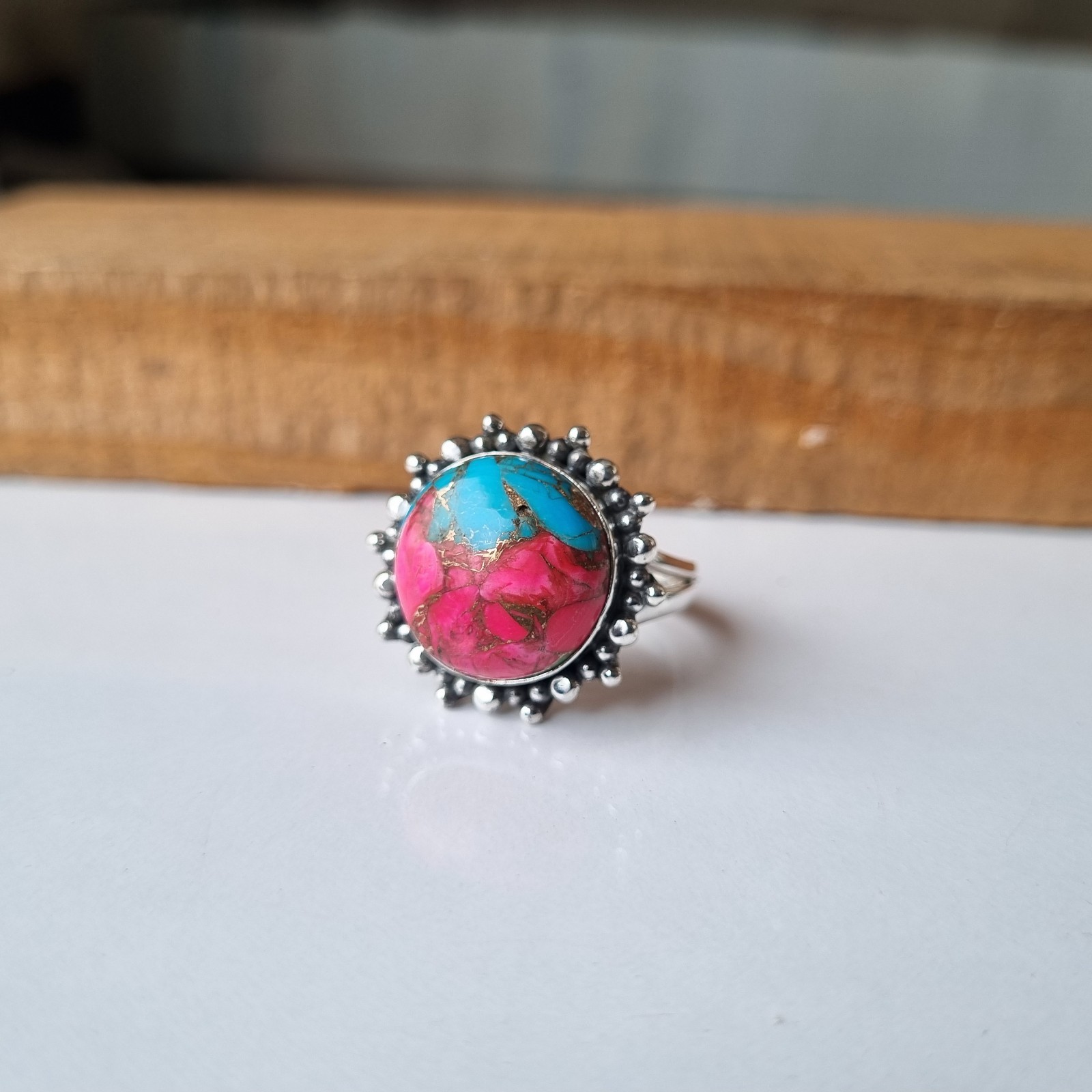 Cotton Candy Turquoise Ring 925 Sterling Silver Handmade Jewelry 8 Size BT13