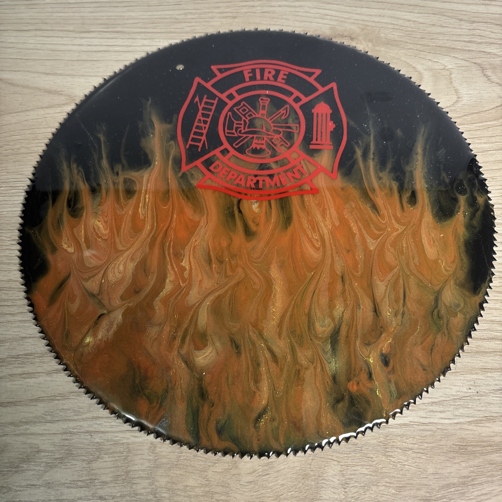 Fire Department Sawblade Art Piece Firefighting