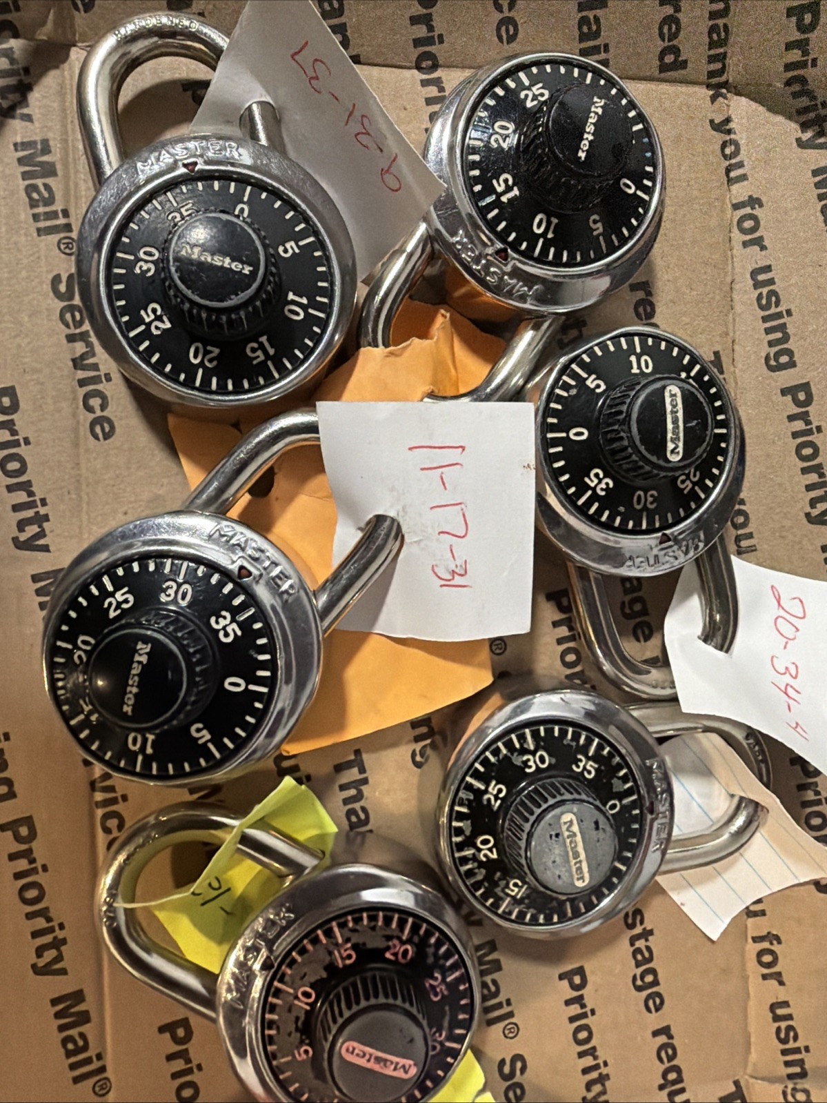 6 Master Lock Combination Padlocks - All Tested Bike School Shed Barn Storage