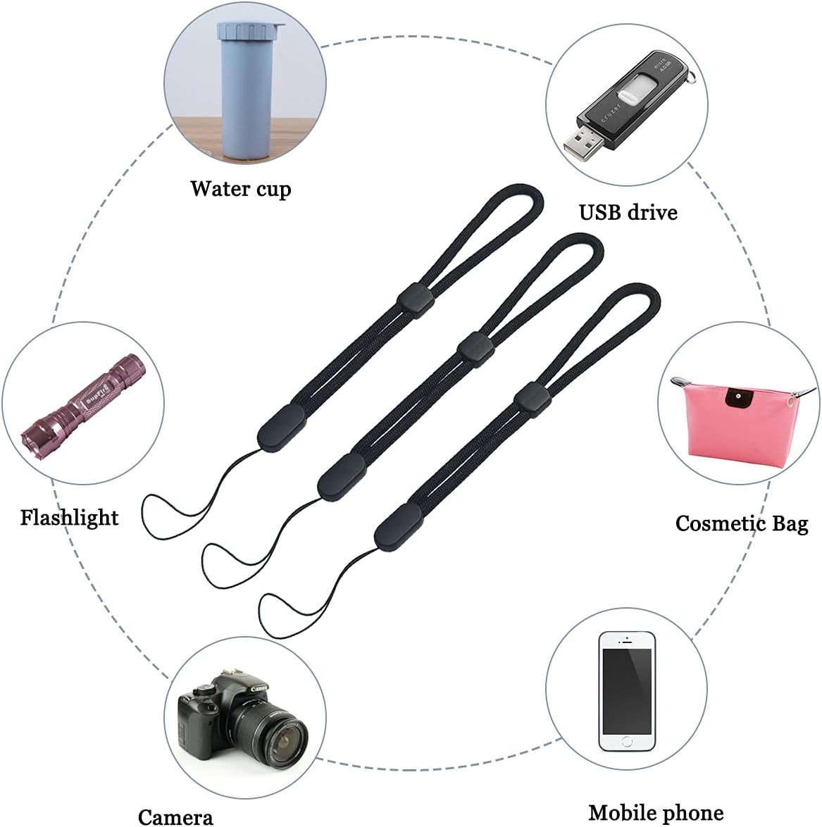 5Pcs 7.8 Inch Adjustable Nylon Wrist Lanyards