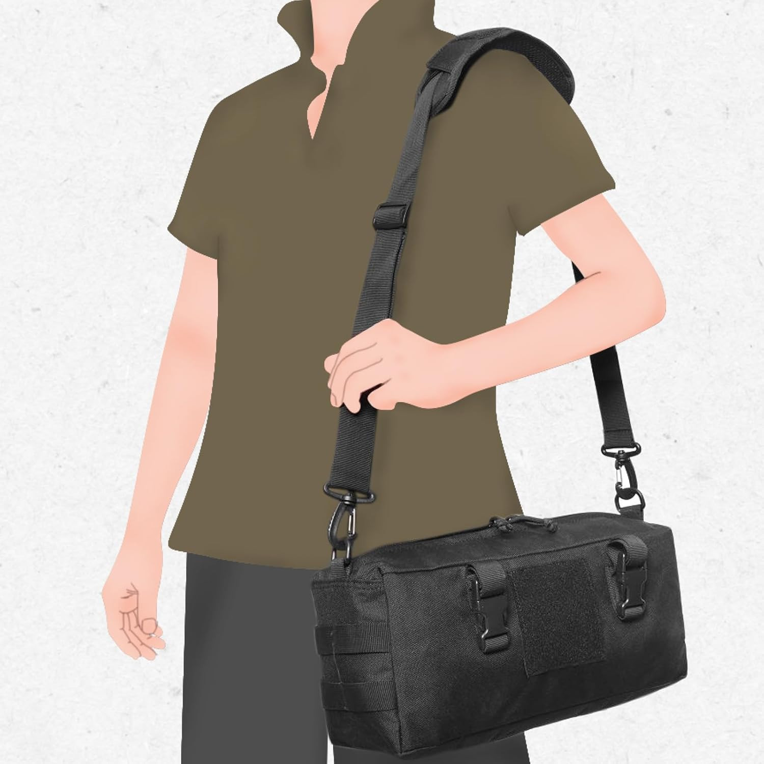 Bag Shoulder Strap Replacement Adjustable Strap with Padded Metal Hooks