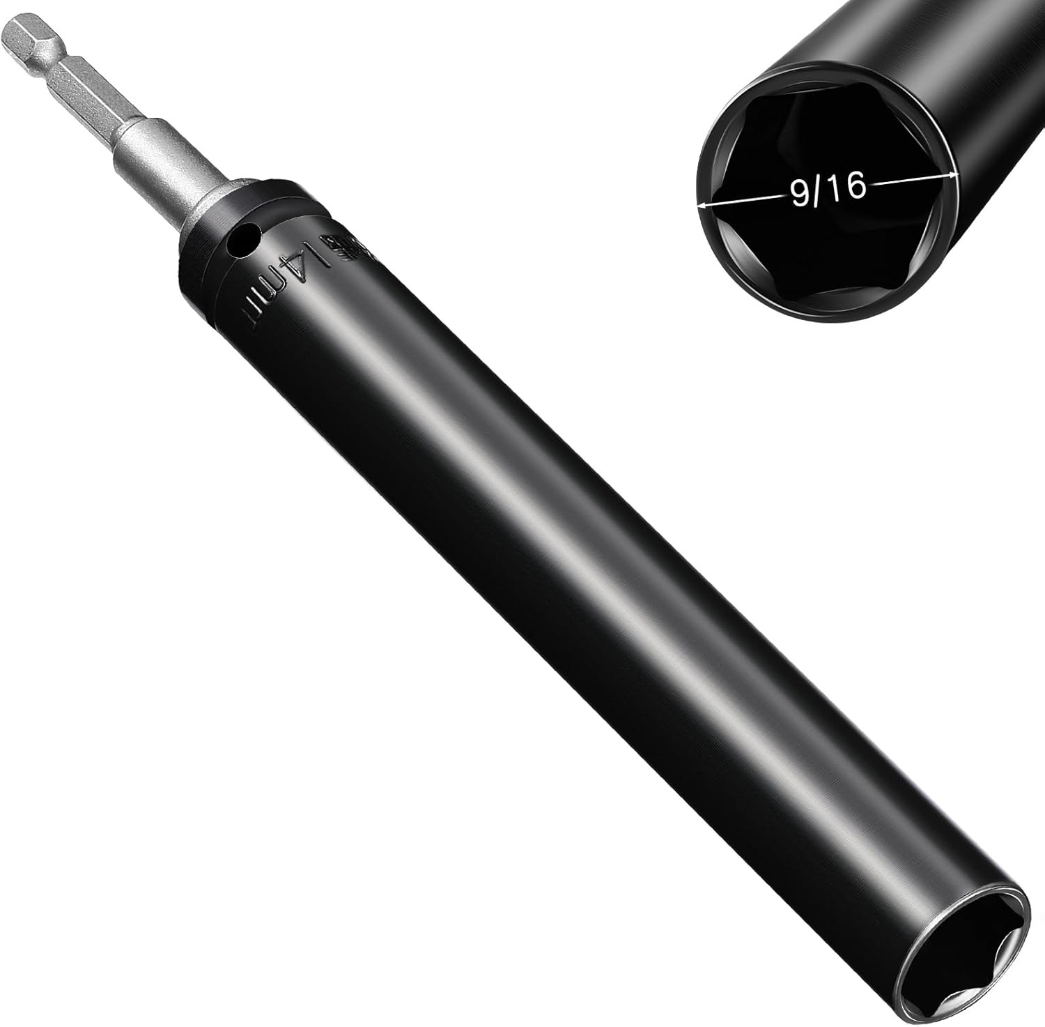 9/16"(14mm) Power Nut Driver, Nut Runner Hollow Socket with 1/4" Hex Shank, Fit