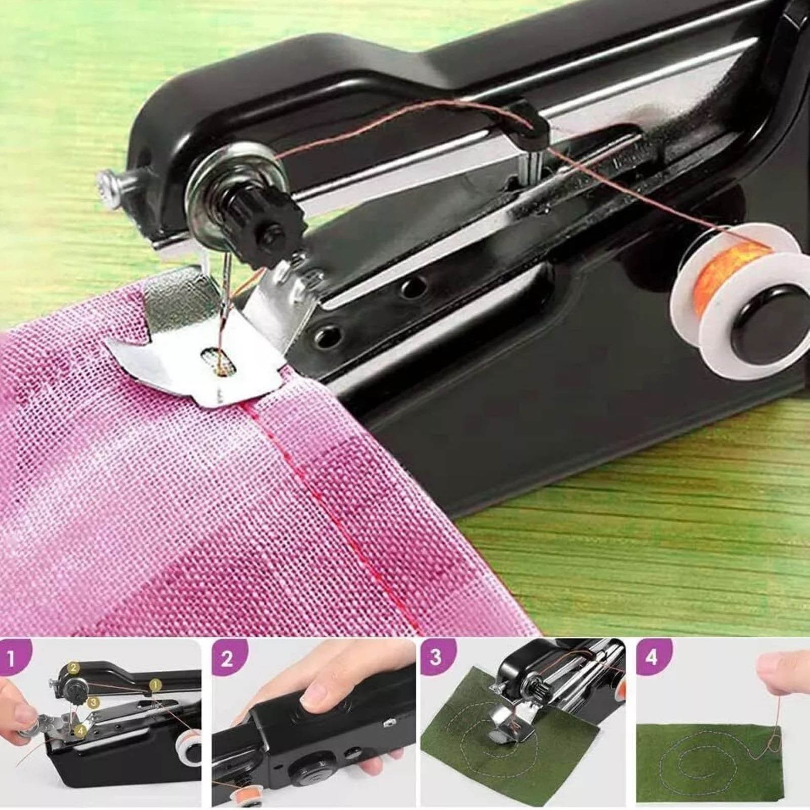 Handheld Mini Sewing Machine Stitch Electric Compact Tool Set w/ Sewing Kit