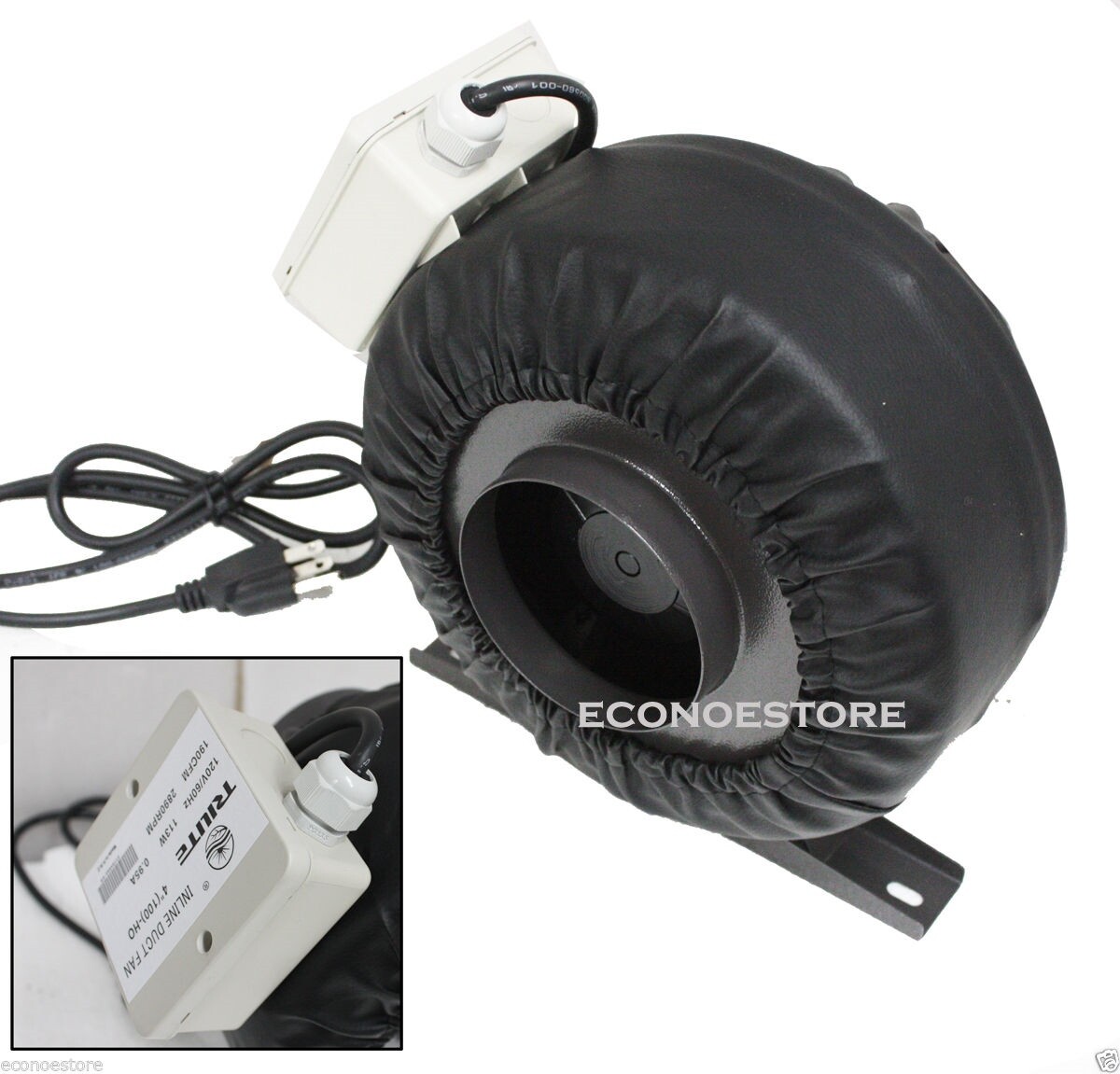 4" Inline 190CFM Hydroponics Duct Tube Exhaust Fan Blower 120V W/ Leather Sleeve