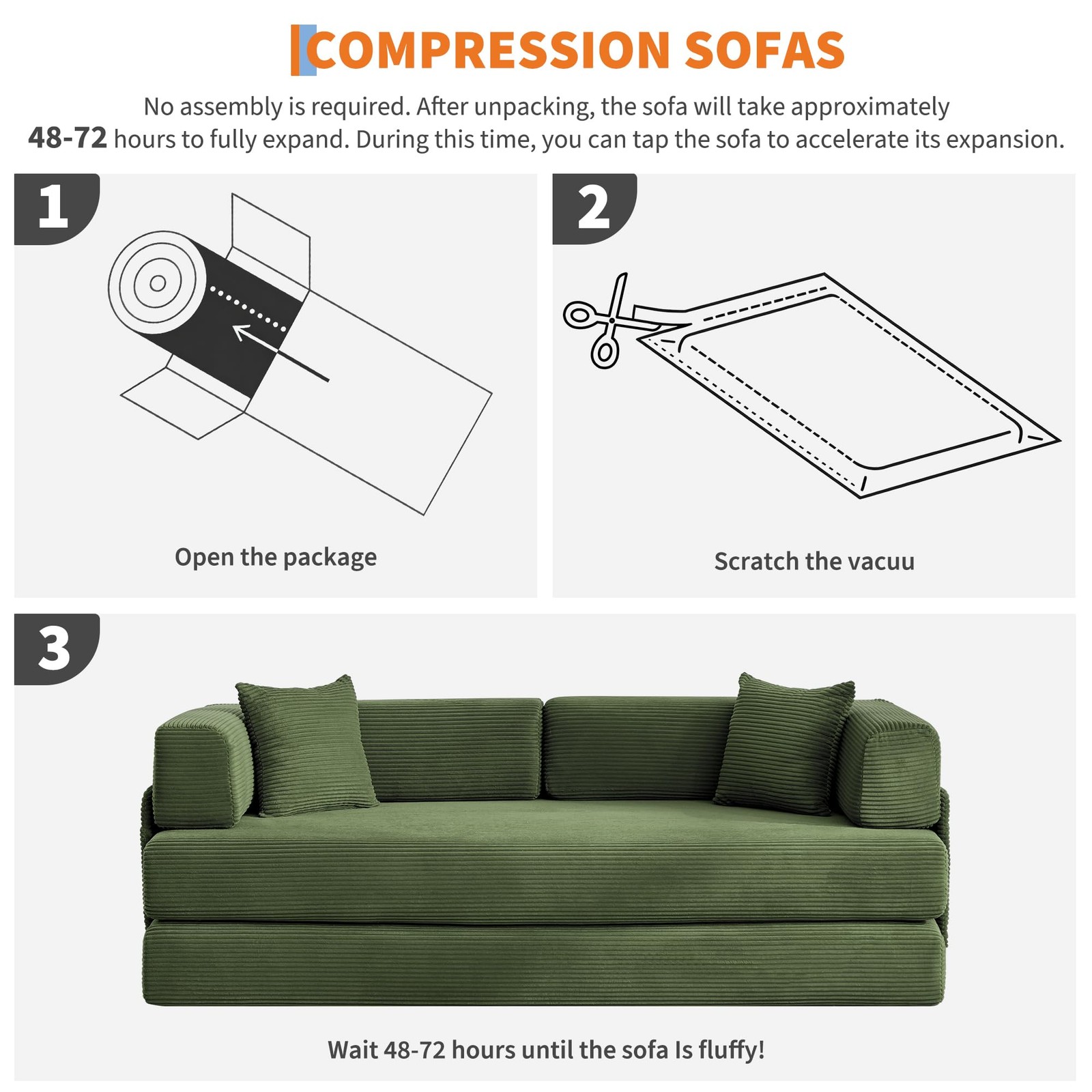 5-in-1 Folding 78.8" Convertible Sleeper Sofa Bed w/ Fixed-Shape Frame, Pillow