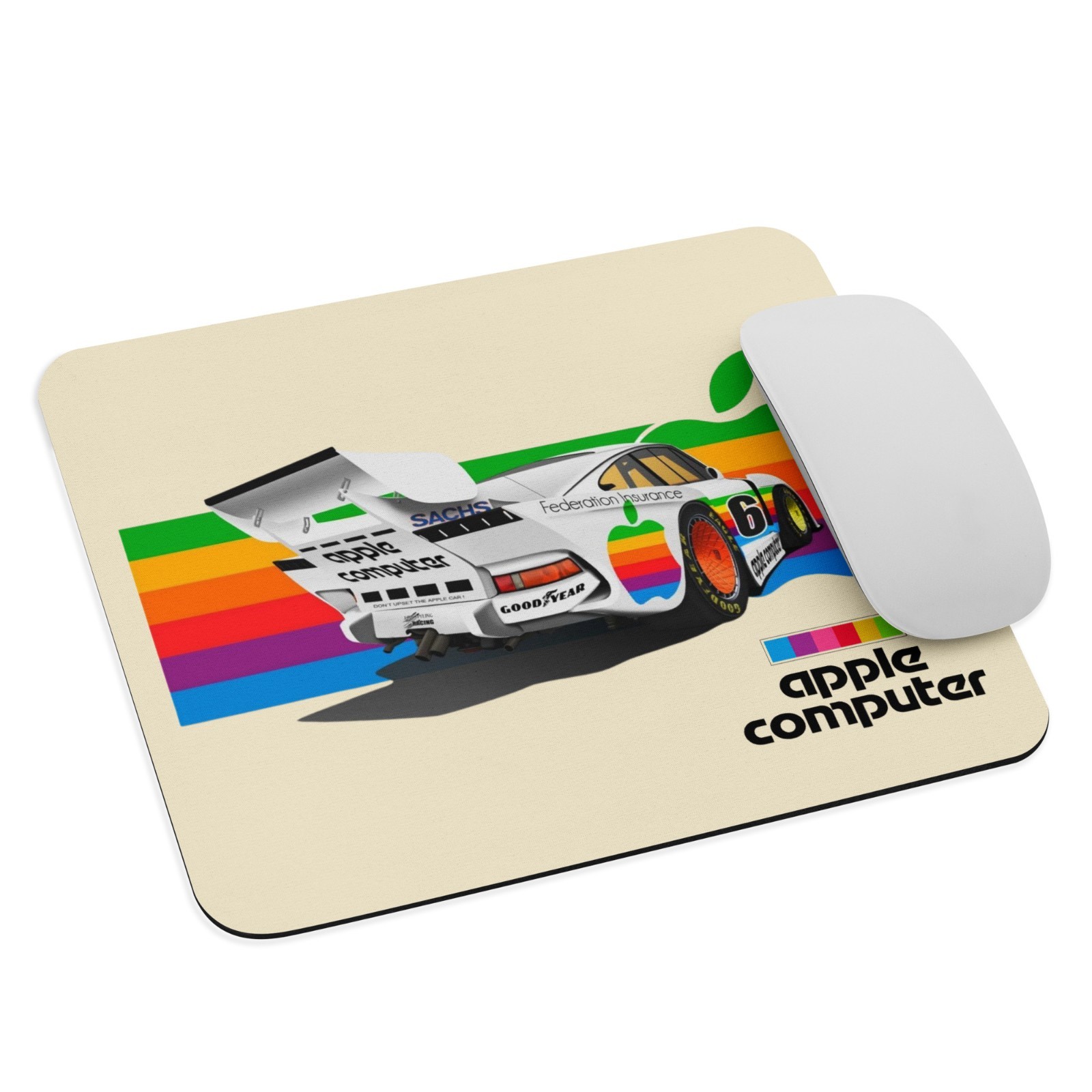 Macintosh Retro Apple Computer & Porsche Mouse Pad – Vintage Style 9.5" x 7.75"
