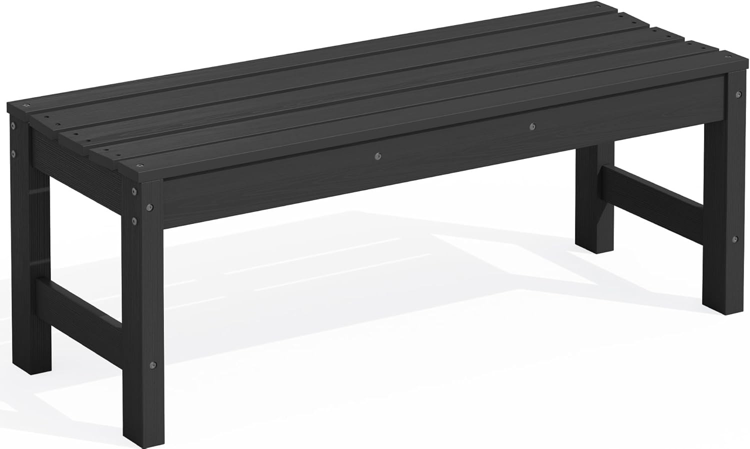 47 Inches Outdoor Bench, All Weather HDPE Backless Bench with Wood Grain Texture