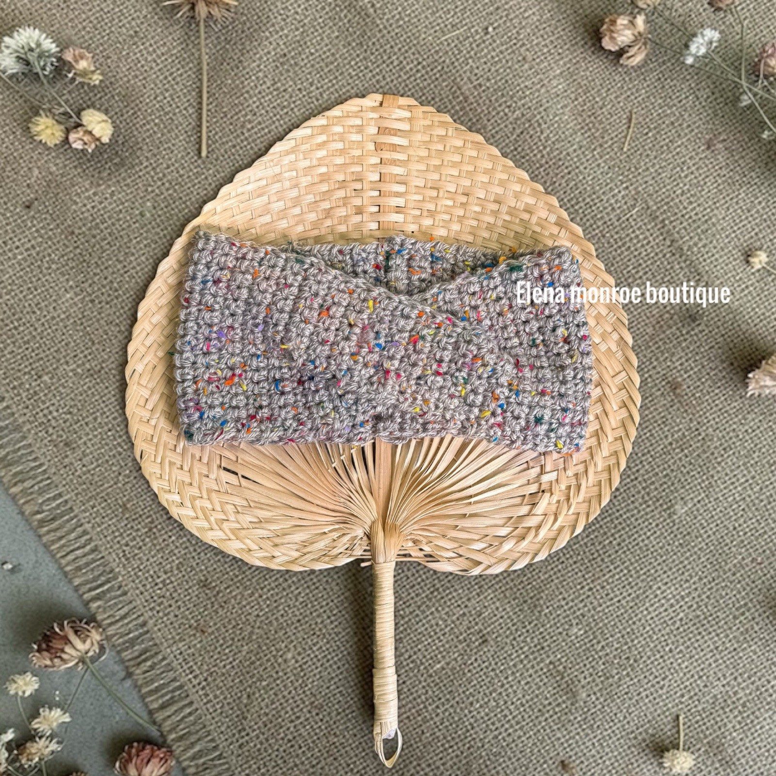 Elena Monroe Boutique Handmade Crochet Speckled Multicolor Yarn Women's Headband