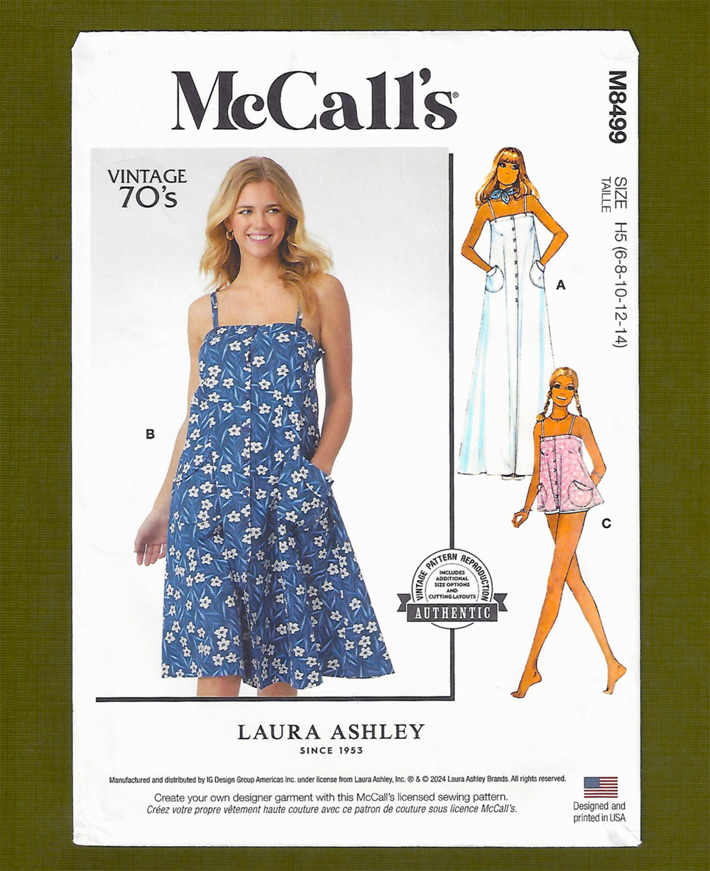 Misses Dress or Top Sewing Pattern 70s Vintage Reprint (Sizes 6-14) McCalls 8499