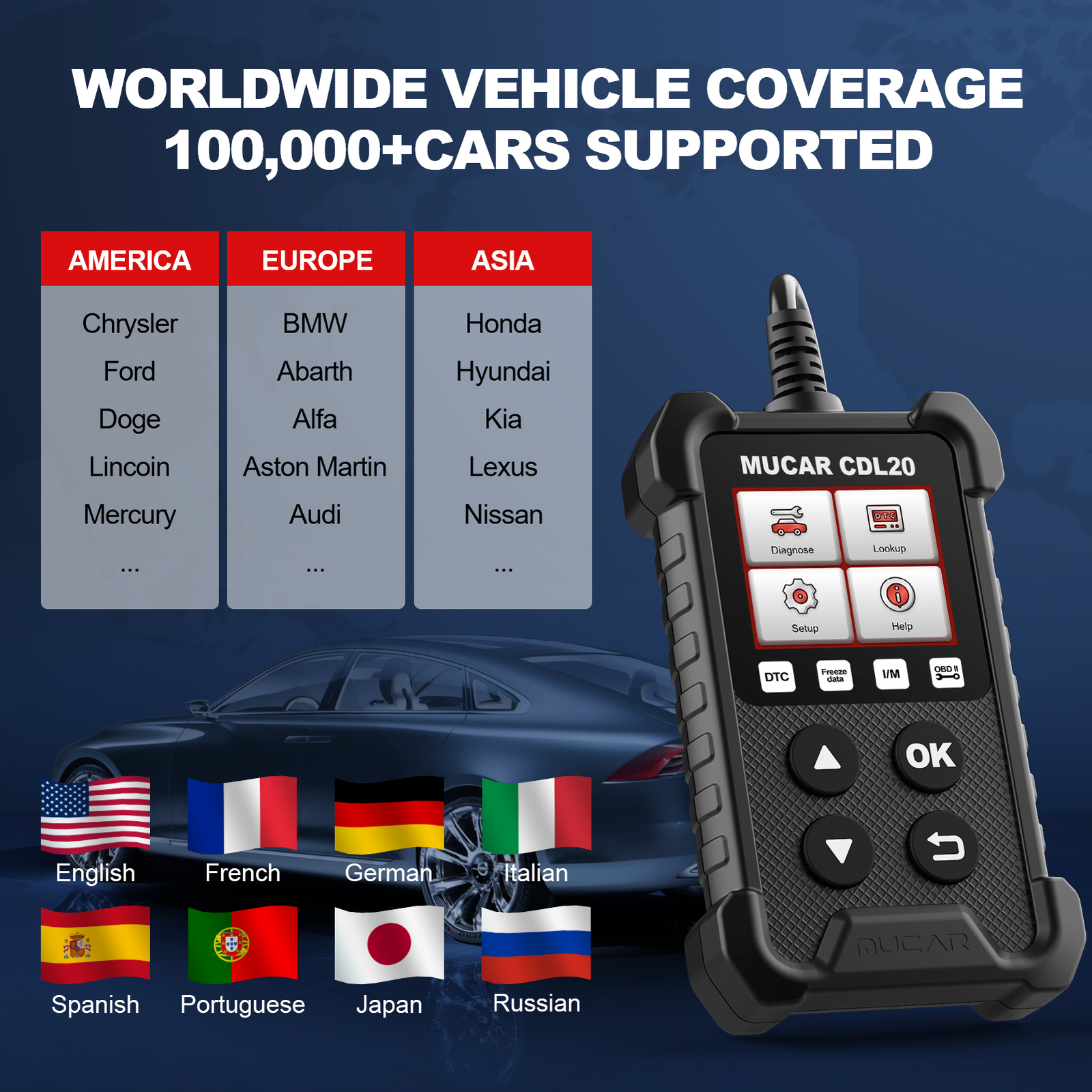 MUCAR CDL20 Auto Code Reader OBD2 Scanner Car Check Engine Fault Diagnostic Tool