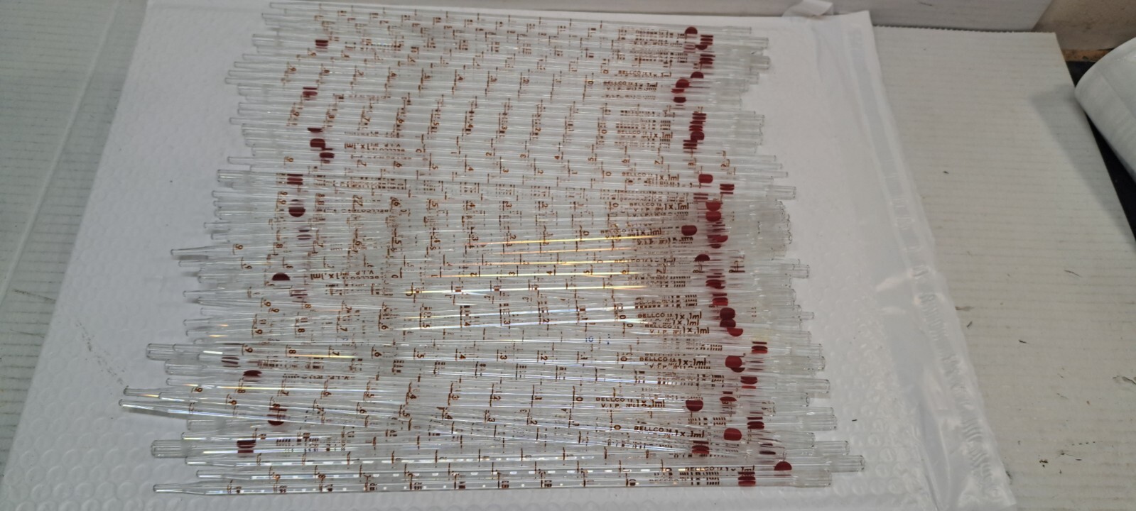LOT OF 68 BELLCO VIP GLASS PIPETTE Serological Pipette BELLCO VIP 1 X .1ML