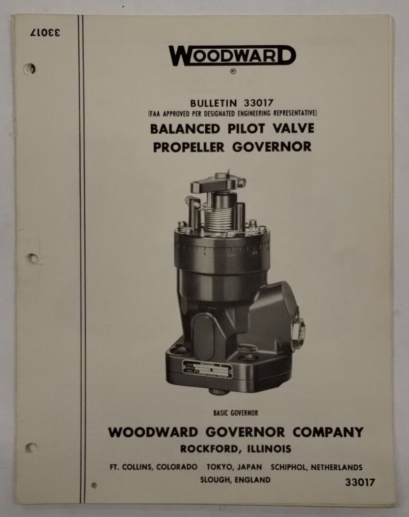 Woodward Balanced Pilot Valve Propeller Governor Bulletin 33017-Original