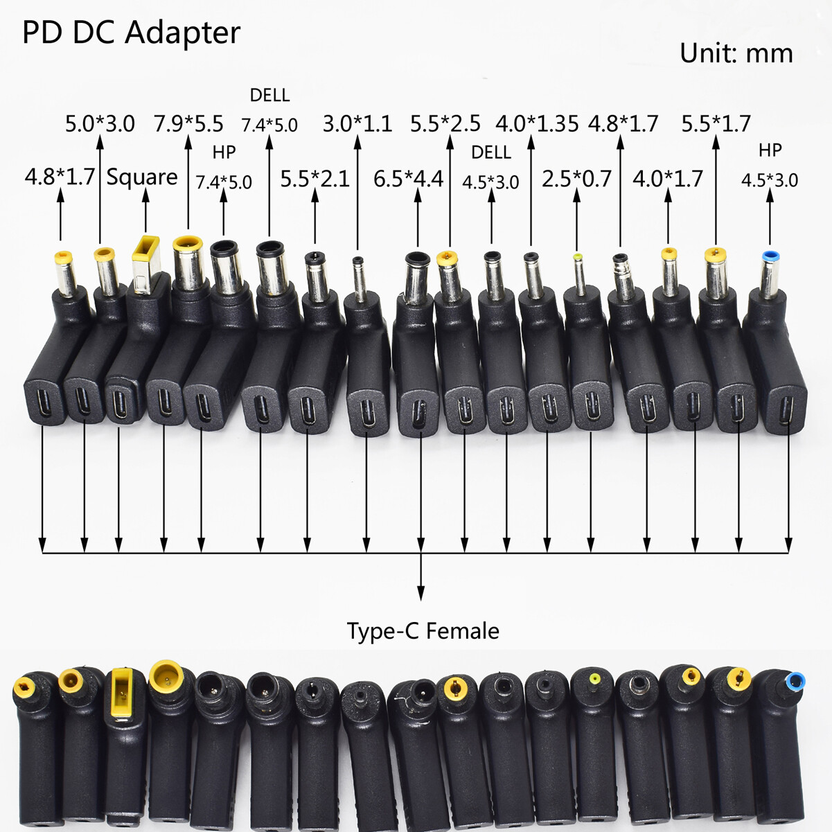 Notebook Laptop DC Plug T Type-C Female USB C Jack PD Adapter For DELL LENOVO HP