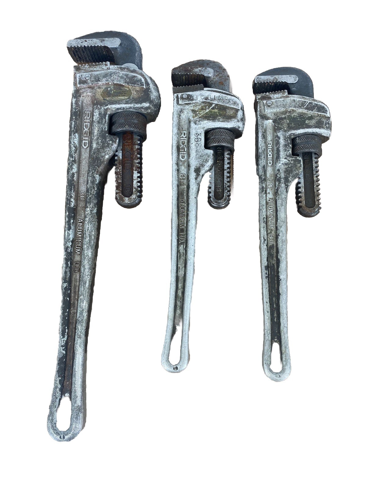 RIDGID TOOLS ALUMINUM PIPE WRENCH LOT 2X 814 14” Wrenches & 818 18" Wrench USA