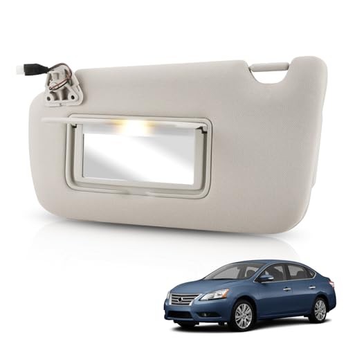 Left Driver Side Sun Visor with Lighted Mirror Compatible with 2013-2019 LEFT