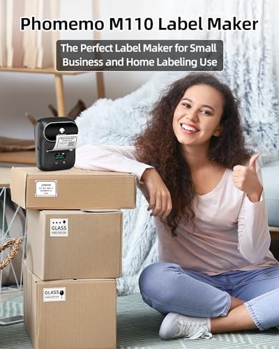 M110 Label Makers- with 3 Rolls Labels, Barcode Gray 1 Printer + 3 Roll Labels