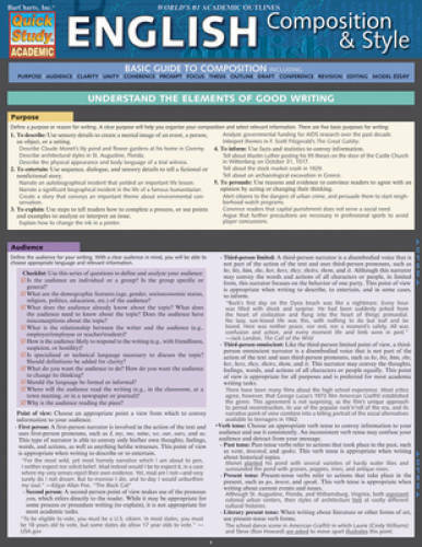 English Composition & Style (Quick Study Academic) - Pamphlet - GOOD